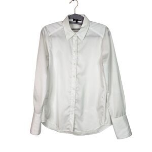 ME+EM‎ Shirt Womens US 2 White Button Up Long Sleeve Cotton Classic Office Top